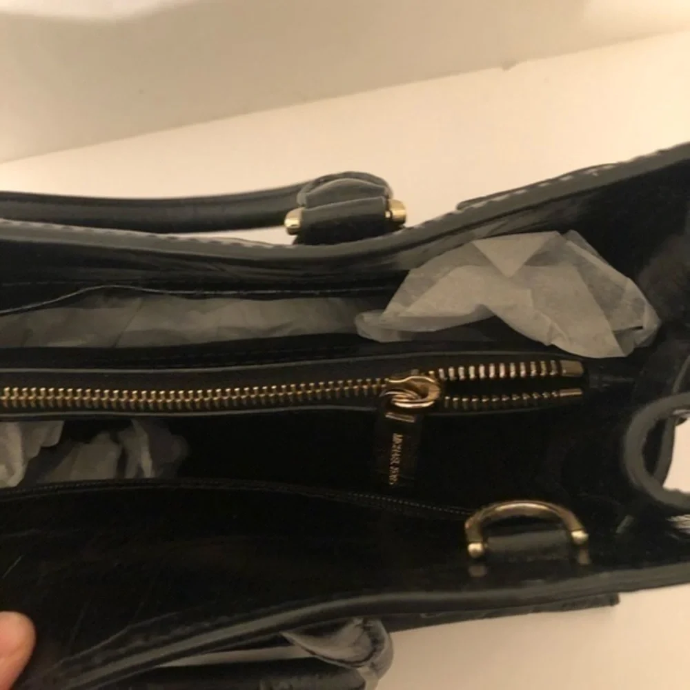 MICHAEL KORS black embossed leather tote bag